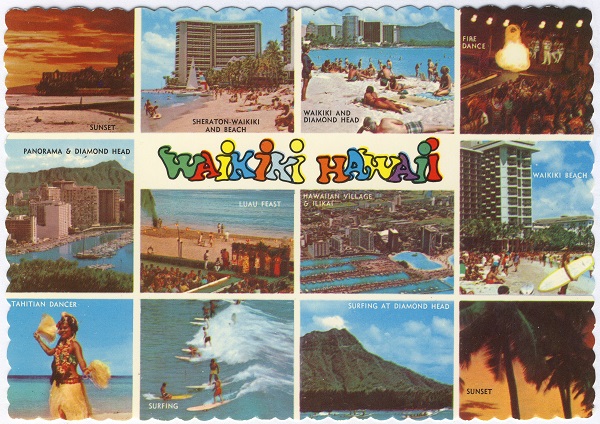 Waikiki Hawaii Photo Collage Postcard