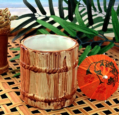 BarConic Ceramic Rum Barrel Tiki Mug
